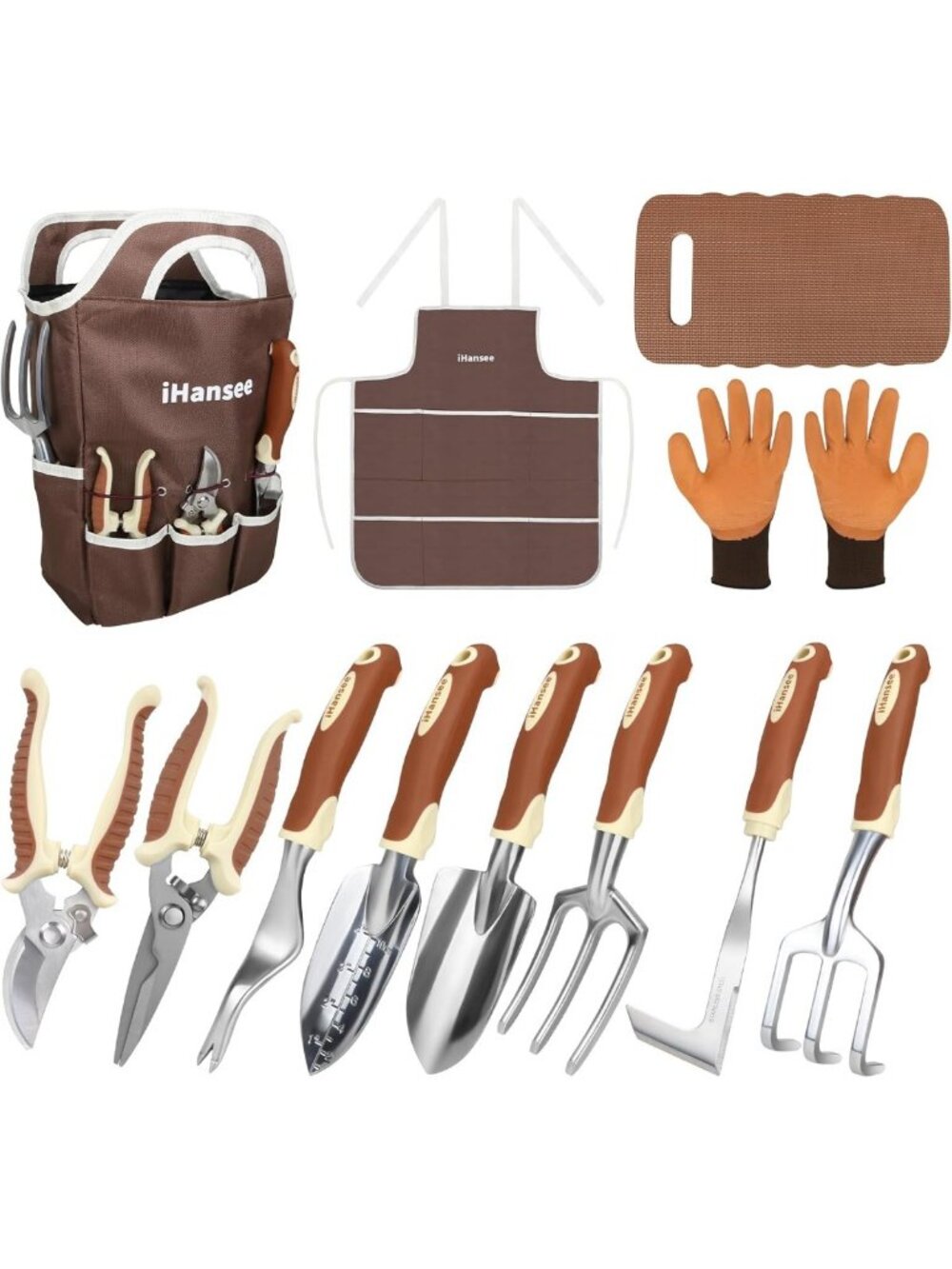 12-Piece Brown Gardening Tools Set - Perfect Gifts for Gardeners, Men & Women